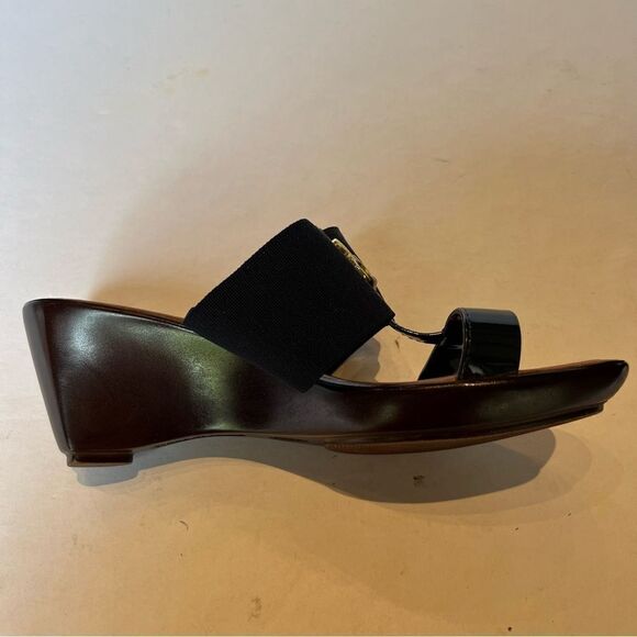 Italian Shoemakers Heeled Wedge Sandals Navy Blue Size 9 - Picture 10 of 10